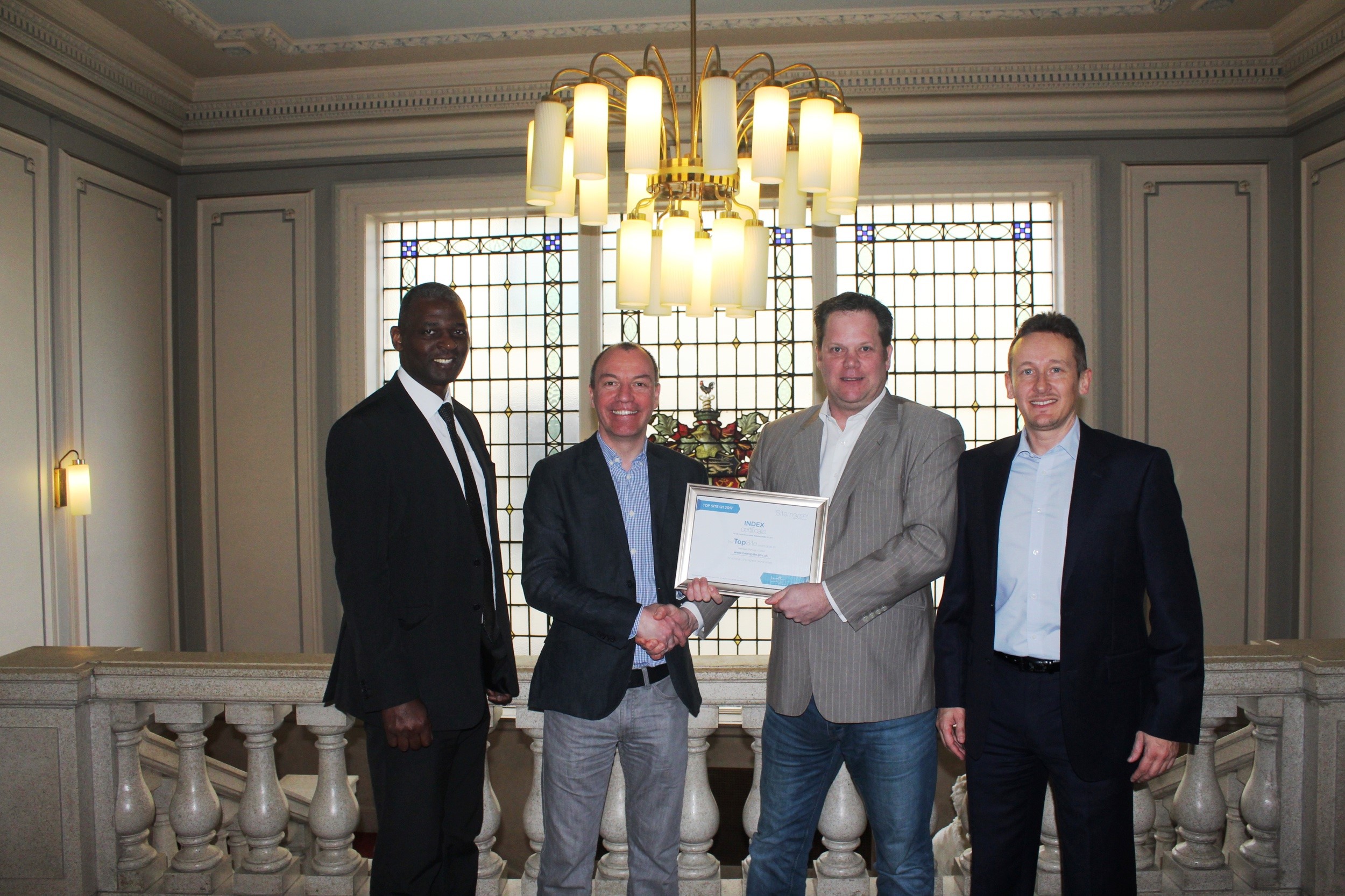 Image of Certificate Handover from Sitemorse to Harrogate