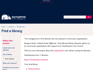 Screenshot for http://www.southampton.gov.uk/libraries/library-activities/find-library.aspx
