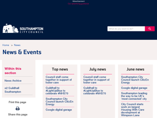 Screenshot for http://www.southampton.gov.uk/news/