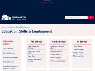 Screenshot for http://www.southampton.gov.uk/schools-learning/