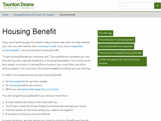 Screenshot for http://www.tauntondeane.gov.uk/benefits/housing-benefit/