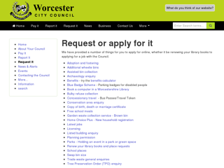 Screenshot for https://www.worcester.gov.uk/request-it