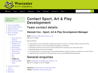 Screenshot for https://www.worcester.gov.uk/sports-art-play-contact-us