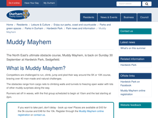 Screenshot for http://www.durham.gov.uk/muddymayhem