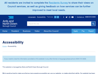 Screenshot for https://www.ardsandnorthdown.gov.uk/accessibility