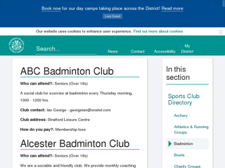 Screenshot for https://www.stratford.gov.uk/sport-leisure-arts/badminton.cfm