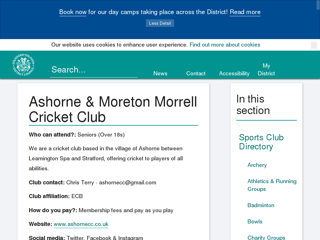 Screenshot for https://www.stratford.gov.uk/sport-leisure-arts/cricket.cfm