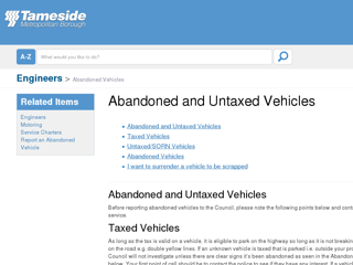 Screenshot for https://www.tameside.gov.uk/abandonedvehicles