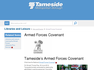 Screenshot for https://www.tameside.gov.uk/armedforcescovenant