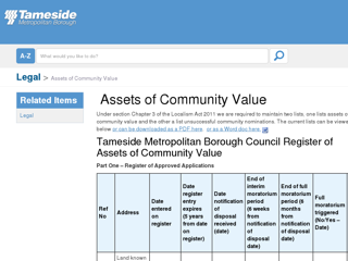 Screenshot for https://www.tameside.gov.uk/assetscommunityvalue