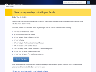 Screenshot for https://www.westminster.gov.uk/save-money-family-days-out