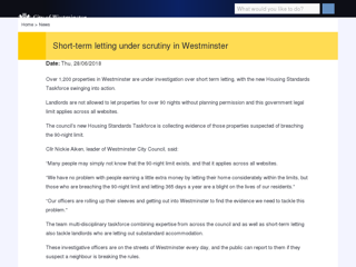 Screenshot for https://www.westminster.gov.uk/short-term-letting-under-scrutiny-westminster
