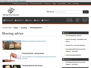 Screenshot for https://www.derby.gov.uk/housing/housing-advice/