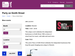 Screenshot for https://www.warwickdc.gov.uk/events/event/110/party_on_smith_street?utm_source=website&utm_medium=promo&utm_campaign=smith%20street
