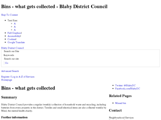 Screenshot for http://www.blaby.gov.uk/resident/bins-and-recycling/what-gets-collected/