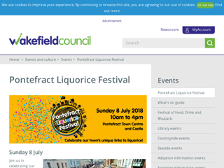 Screenshot for http://www.wakefield.gov.uk/events-and-culture/events/pontefract-liquorice-festival