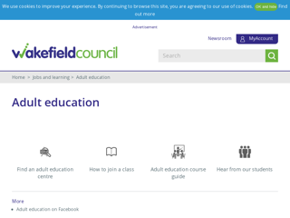 Screenshot for http://www.wakefield.gov.uk/jobs-and-learning/adult-education
