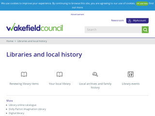 Screenshot for http://www.wakefield.gov.uk/libraries-and-local-history