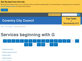 Screenshot for http://www.coventry.gov.uk/a_to_z/G