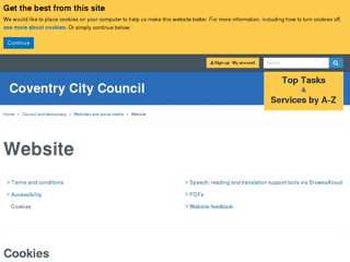 Screenshot for http://www.coventry.gov.uk/cookies