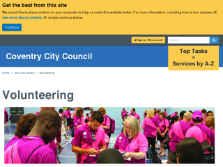 Screenshot for http://www.coventry.gov.uk/volunteering