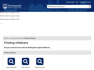 Screenshot for https://www.portsmouth.gov.uk/ext/learning-and-schools/pre-school/finding-childcare