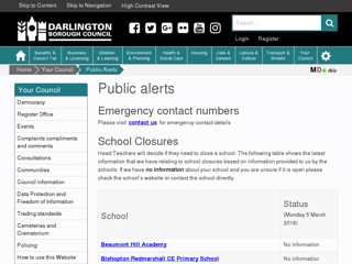 Screenshot for https://www.darlington.gov.uk/your-council/public-alerts/