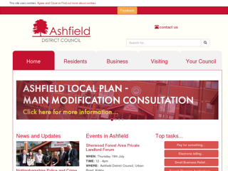 Screenshot for https://www.ashfield.gov.uk/