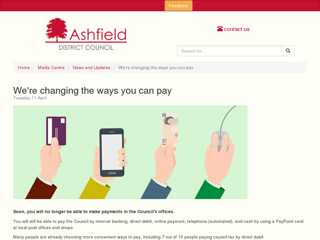 Screenshot for https://www.ashfield.gov.uk/mediacentre/news-and-updates/were-changing-the-ways-you-can-pay/