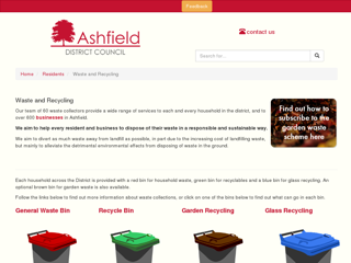 Screenshot for https://www.ashfield.gov.uk/residents/waste-and-recycling/