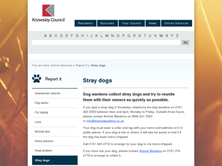 Screenshot for http://www.knowsley.gov.uk/online-services/report-it/stray-dogs