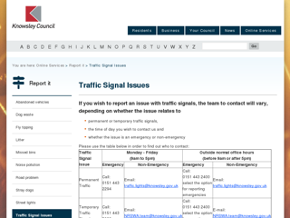 Screenshot for http://www.knowsley.gov.uk/online-services/report-it/traffic-signal-issues