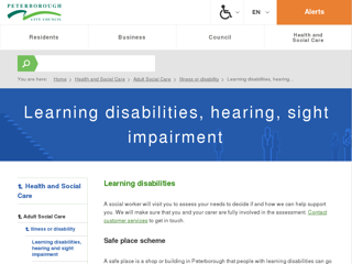 Screenshot for https://www.peterborough.gov.uk/healthcare/adult-social-care/illness-or-disability/LD-and-sensory/