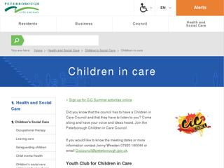 Screenshot for https://www.peterborough.gov.uk/healthcare/childrens-social-care/children-in-care/