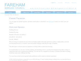 Screenshot for http://www.fareham.gov.uk/job_application/vacancies.aspx