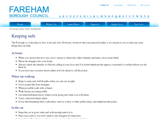 Screenshot for http://www.fareham.gov.uk/safety/keeping_safe/intro.aspx
