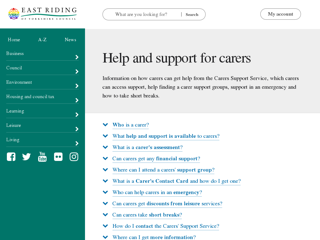 Screenshot for http://www2.eastriding.gov.uk/living/care-and-support-for-adults/carers/support-for-carers/