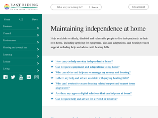 Screenshot for http://www2.eastriding.gov.uk/living/care-and-support-for-adults/help-to-live-at-home/maintaining-independence-at-home/
