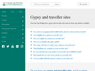 Screenshot for http://www2.eastriding.gov.uk/living/travellers-and-gypsies/gypsy-traveller-sites/