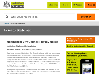 Screenshot for http://www.nottinghamcity.gov.uk/privacy-statement