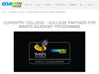 Screenshot for http://www.coventrycollege.ac.uk/coventry-college-college-partner-for-wasps-academy-programme-2/