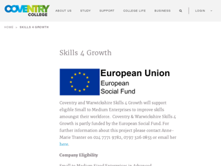 Screenshot for http://www.coventrycollege.ac.uk/skills-4-growth/