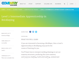 Screenshot for http://www.coventrycollege.ac.uk/study/courses/level-2-intermediate-apprenticeship-in-bricklaying/