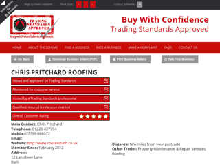 Screenshot for https://www.buywithconfidence.gov.uk/profile/chris-pritchard-roofing/6332/