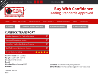 Screenshot for https://www.buywithconfidence.gov.uk/profile/cundick-transport/6334/