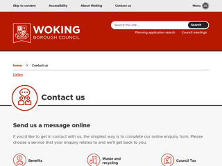 Screenshot for https://www.woking.gov.uk/contact-us