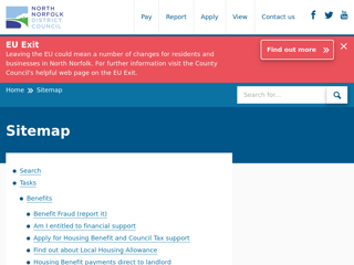 Screenshot for https://www.north-norfolk.gov.uk/sitemap