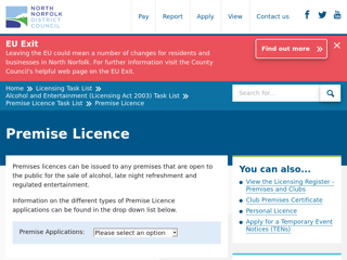 Screenshot for https://www.north-norfolk.gov.uk/tasks/licensing/alcohol-and-entertainment-licensing-act-2003/premise-licence/premise-licence/