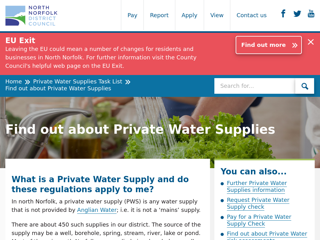 Screenshot for https://www.north-norfolk.gov.uk/tasks/private-water-supplies/find-out-about-private-water-supplies/