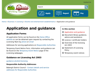 Screenshot for https://www.midsuffolk.gov.uk/business/licensing/alcohol-and-entertainment-establishments/application-and-guidance/
